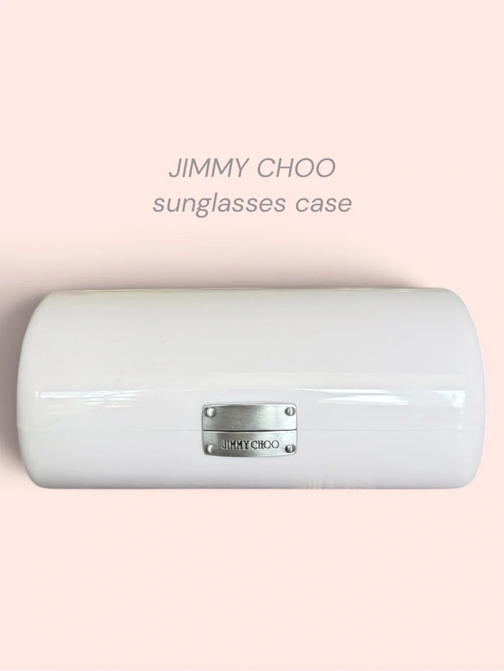 Jimmy Choo White Sunglasses Case with Silver Plaque